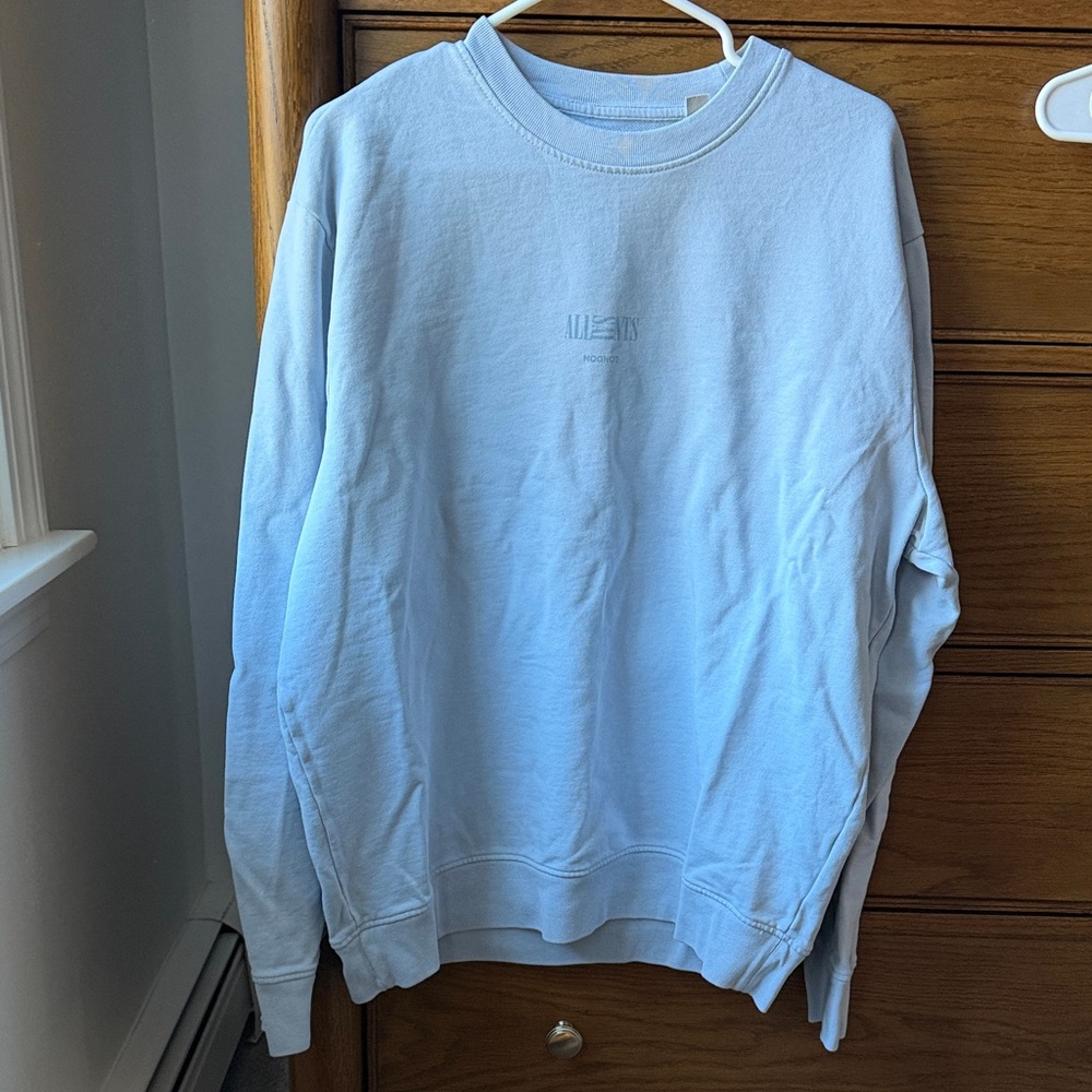 All Saints Men's Sky Blue Crewneck Sweatershirt